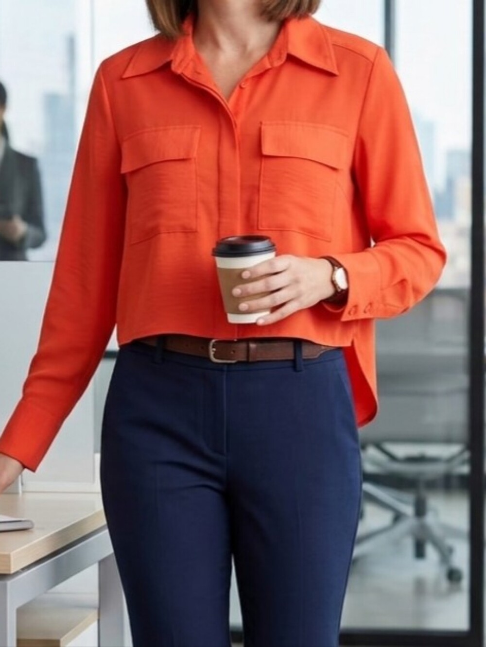 a new day Orange Women's Button-Down Blouse - Picture 7 of 7